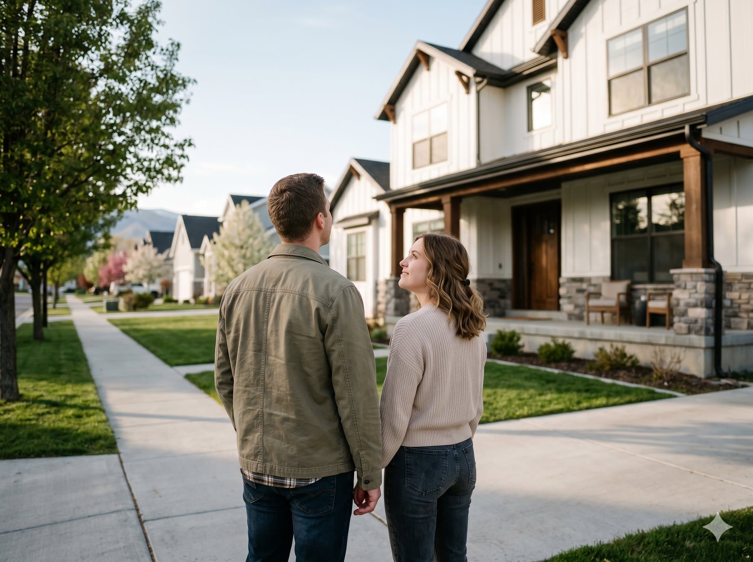 A couple standing outside a Henderson home